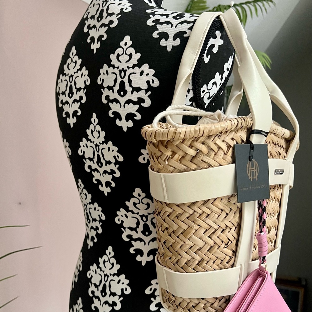 HOUSE OF HARLOW 1960 Woven Santorini Straw Basket Bag & Wallet - Picture 3 of 15